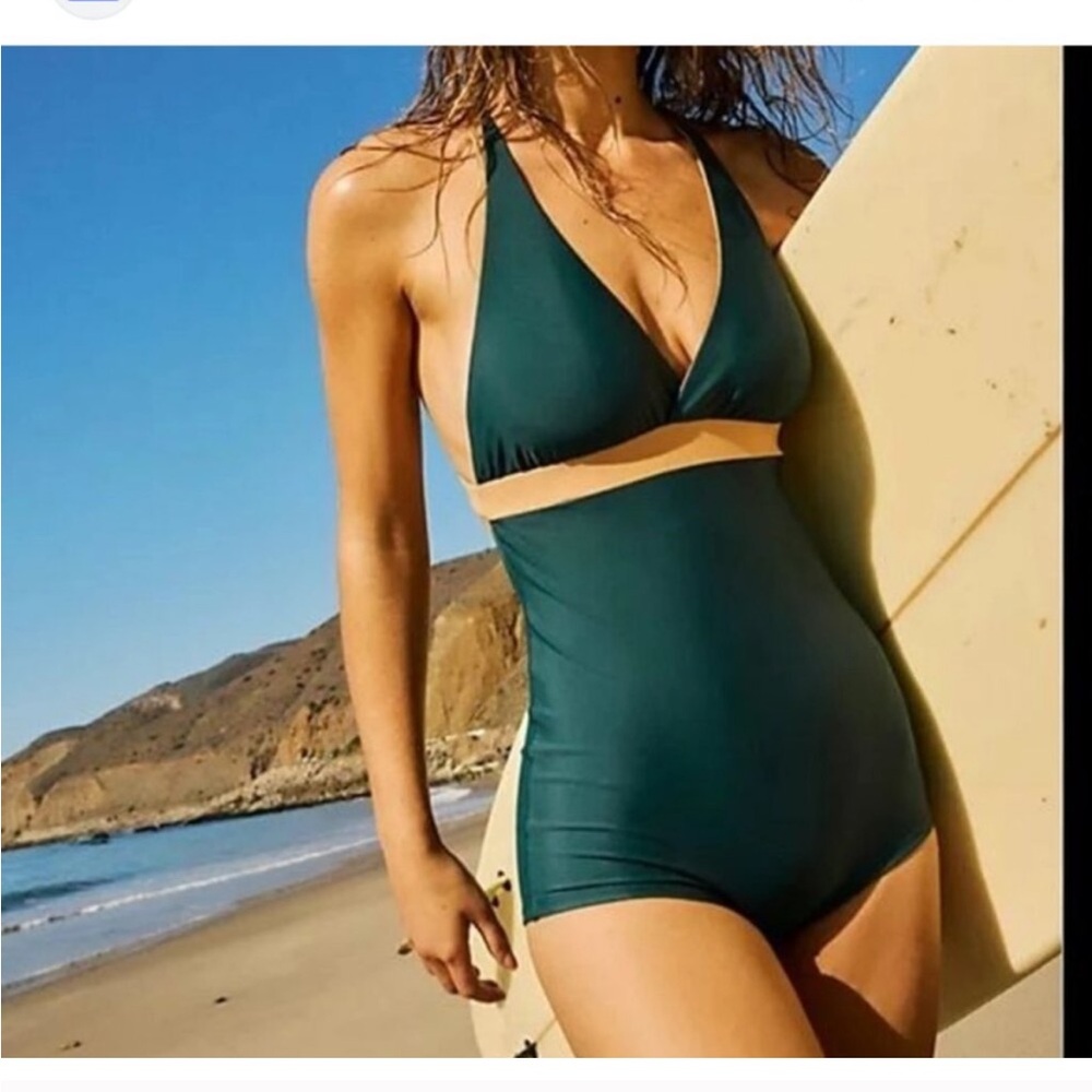 ▶️ FREE PEOPLE SEEA sano one piece surf swimsuit sz Small teal NEW WITHOUT TAGS